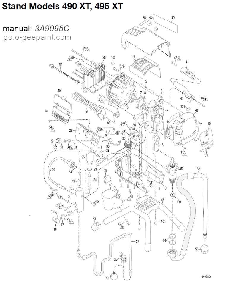 graco electric airless strayer 490XT and 495XT lo-boy model parts