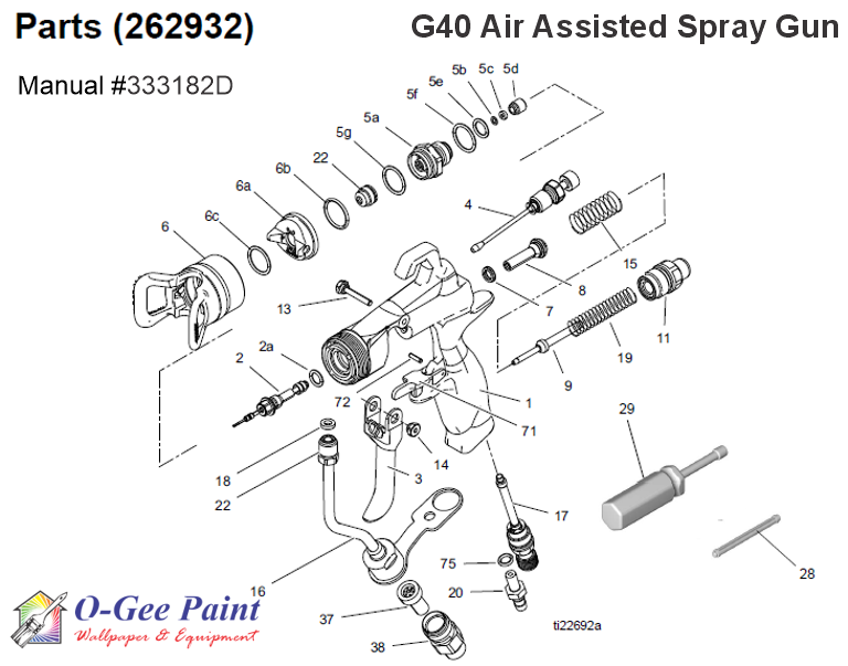 Graco racx G40 Air Assisted Airless gun parts 262929