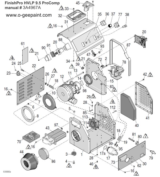 HVLP 9.5 Procomp turbine sprayer parts breakdown