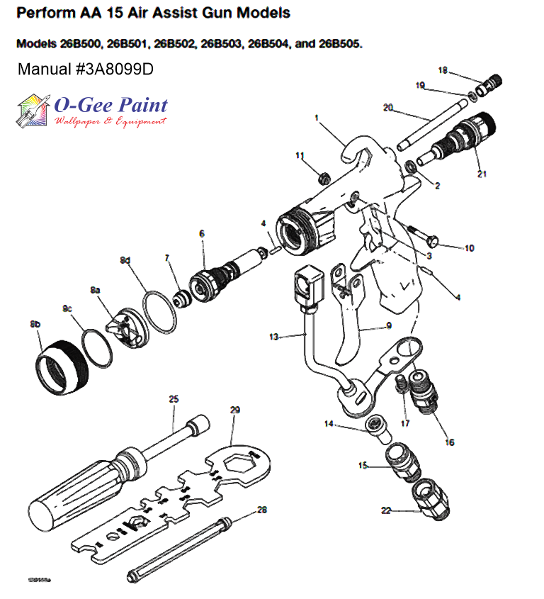 Graco air assisted airless spray gun PerformAA 15 parts