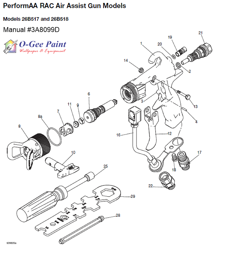 Graco air assisted airless spray gun PerformAA RAC parts