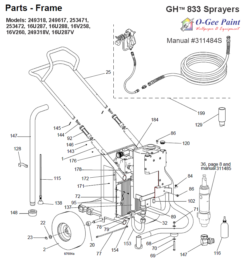 Graco 833 roof rig parts