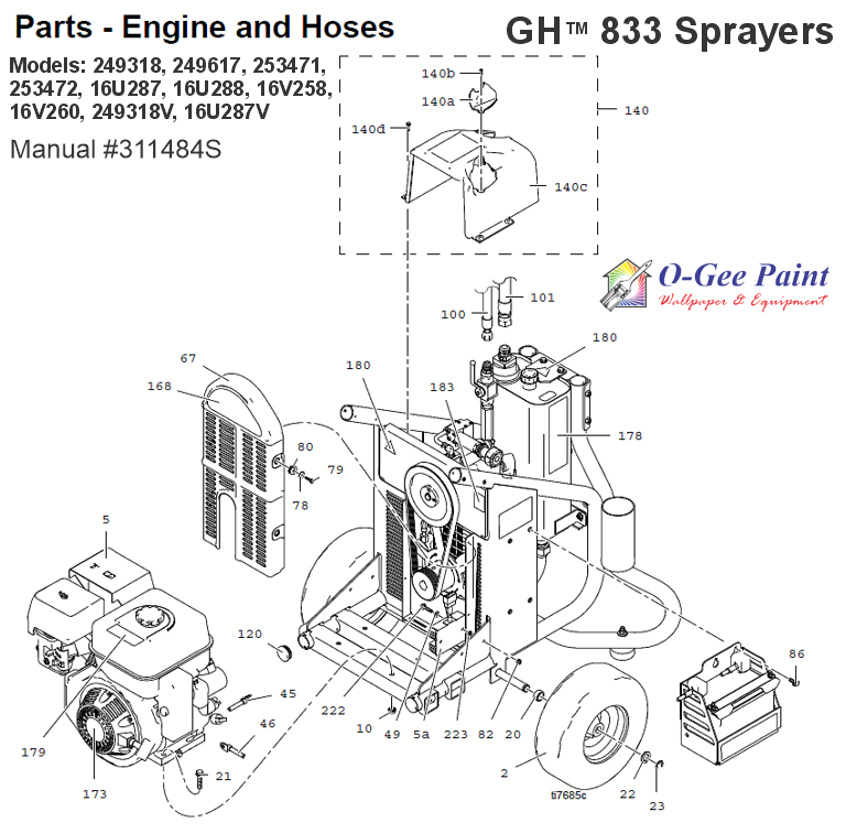 Graco gh 833 engine and hoses parts