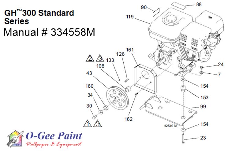 graco GH200, 230, 300 airless paint sprayer fan and belt assembly parts