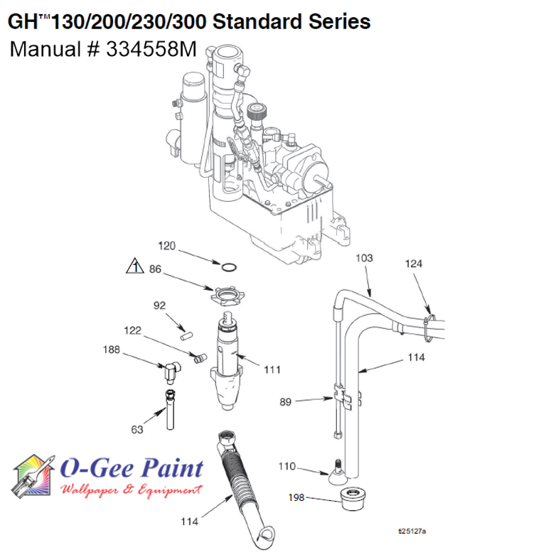 graco GH200, 230, 300 airless paint sprayer fan and belt assembly parts