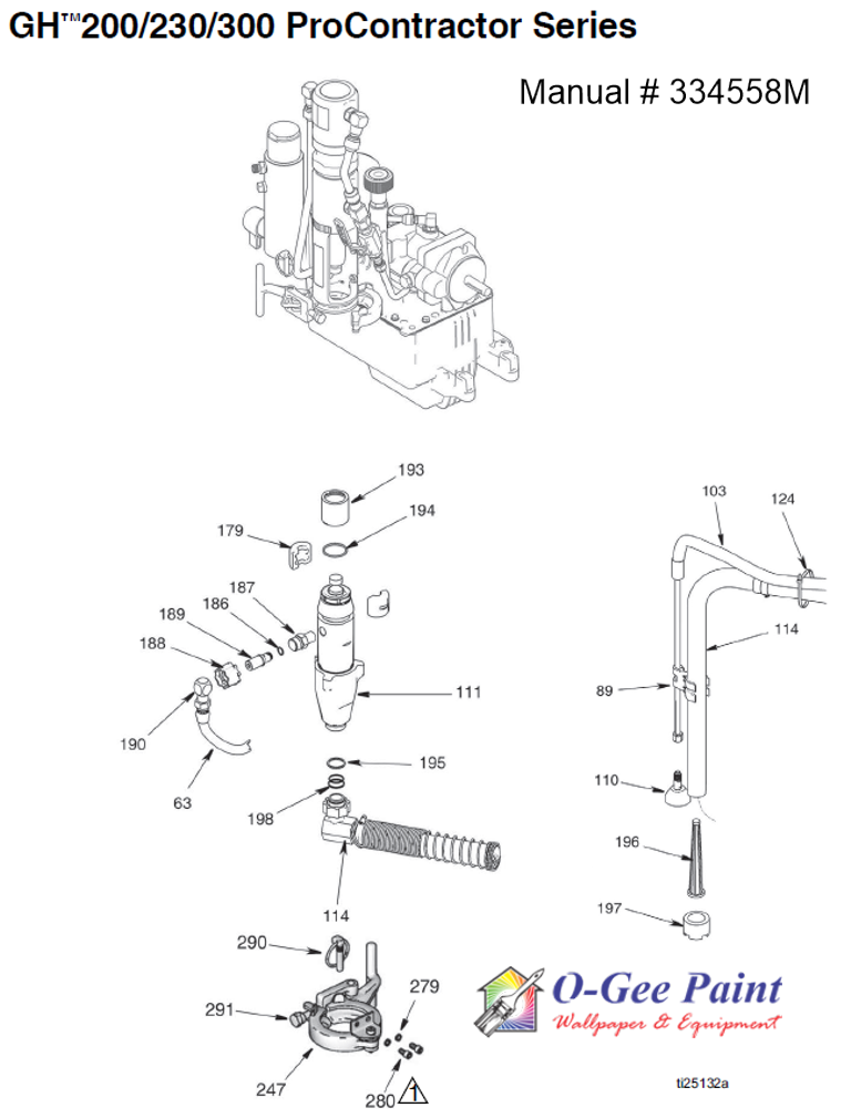 graco GH200, 230, 300 airless paint sprayer fluid assembly parts