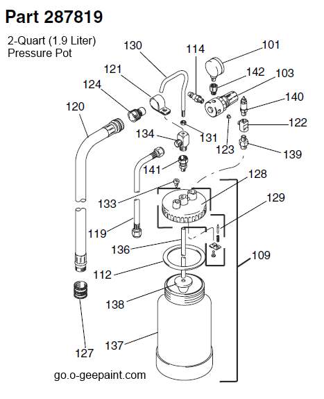 2 quart remote cup for turbine hvlp sprayers parts diagram