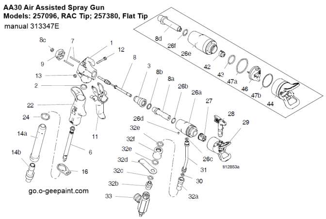 parts breakdown for Finish Pro aa30 gun