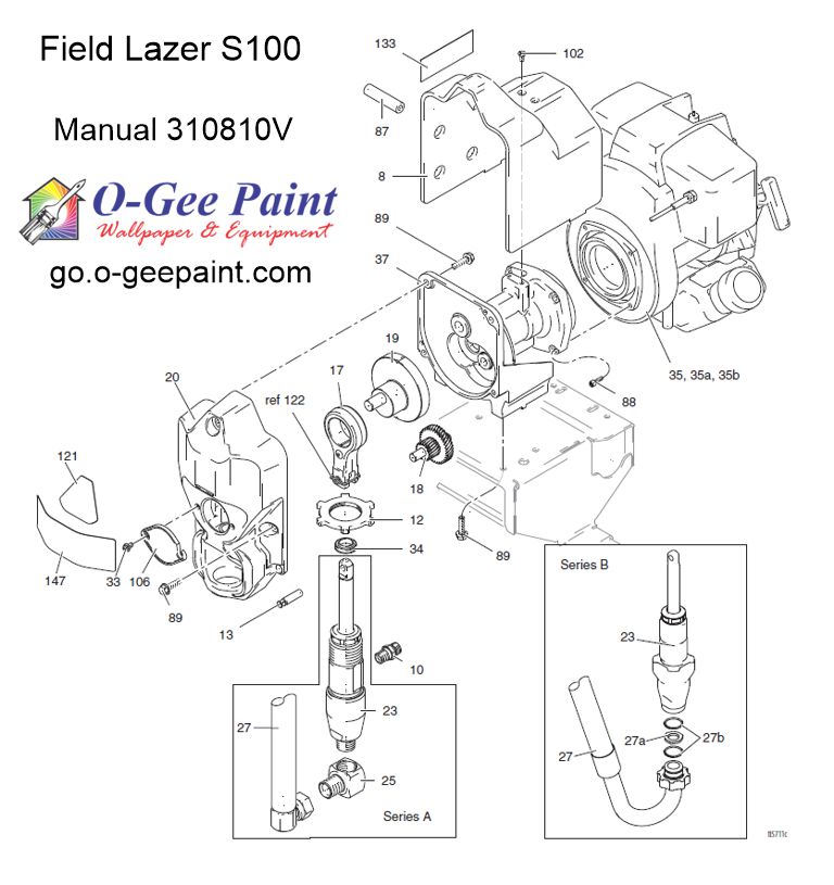 FieldLazer S100 motor drive and pump parts brreakdown diagram