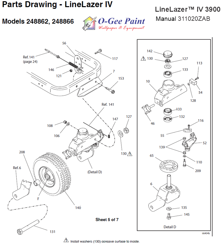 Graco Linelazer iv 3900 caster and wheel parts