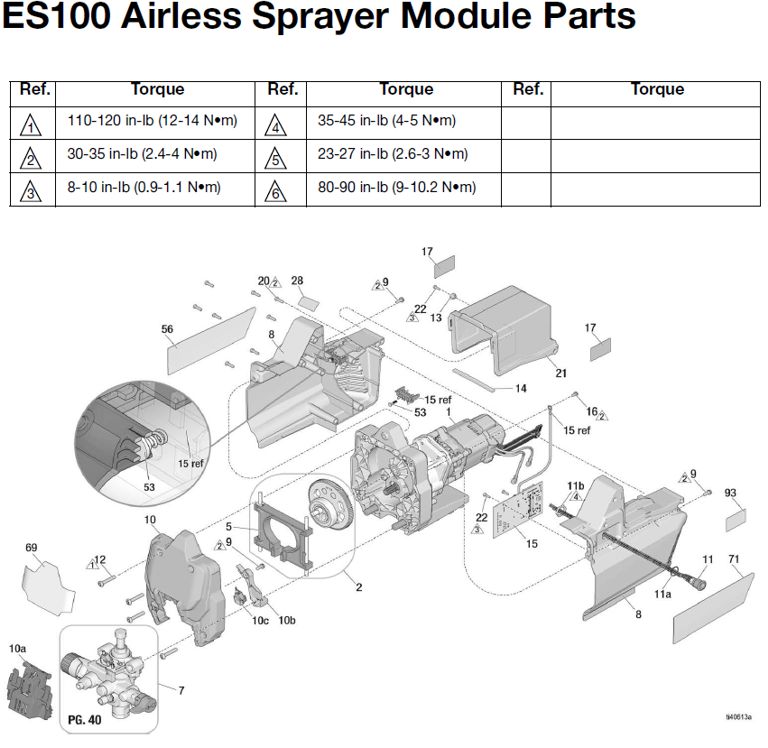 graco ES100 Cordless electric field striper sprayer module parts