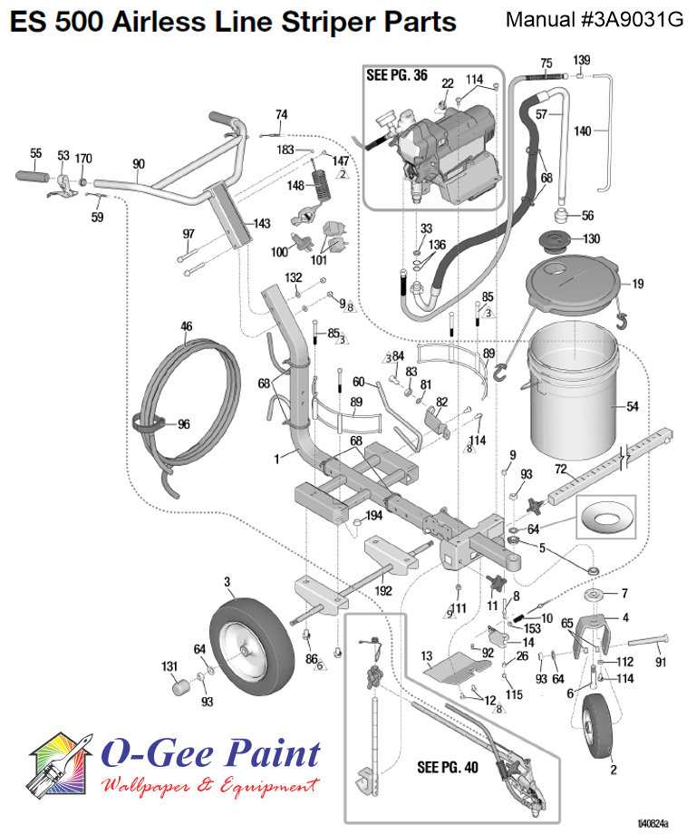linelazer ES 500 striper main assembly parts breakdown /></a></td></tr>
<tr><td style=