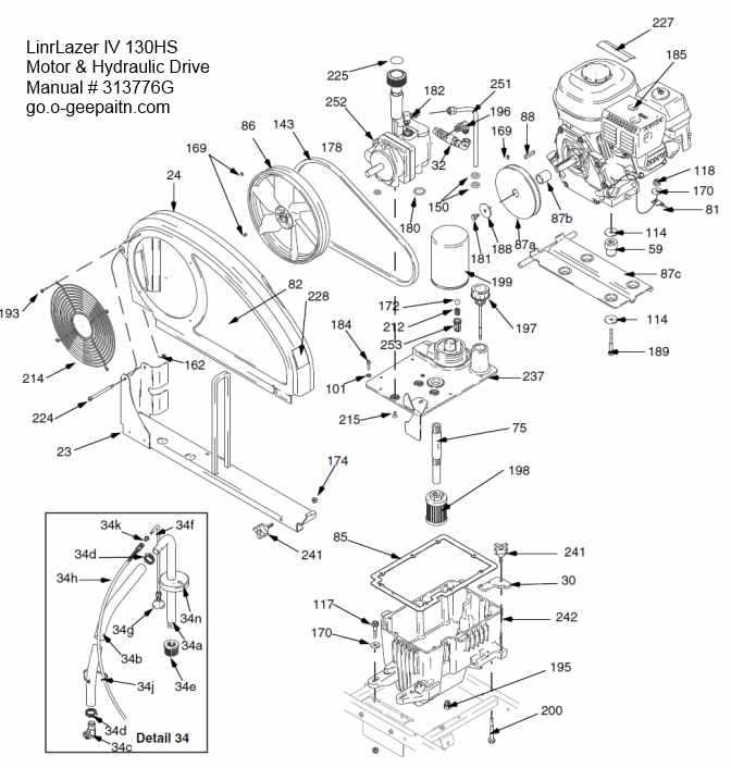 LineLazerStiper 130hs motor & hydraulic drive parts breakdown
