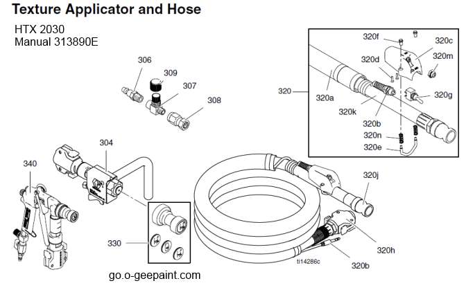 htx 2030 gun applicator and hose parts