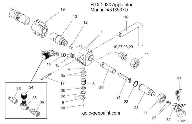 htx 2030 applicator gun thing and its internal parts breakdown