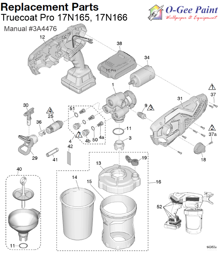 Graco TC PRO Handheld airless sprayer breakdown parts