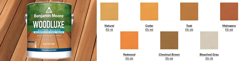 Benjamin Moore Woodluxe exterior transparent stain colors