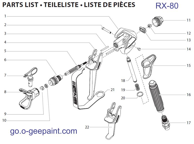 RX-80 Airless Gun exploded view