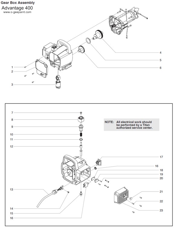 Advantage electric sprayer 400 Gear box