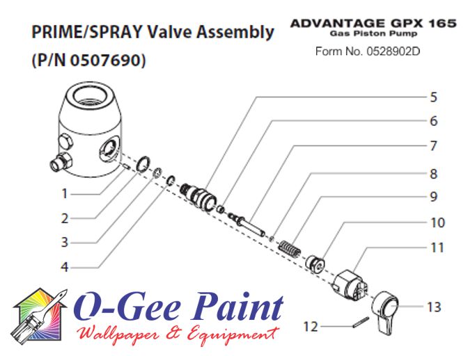 GPX 165 prime spray valve Assembly
