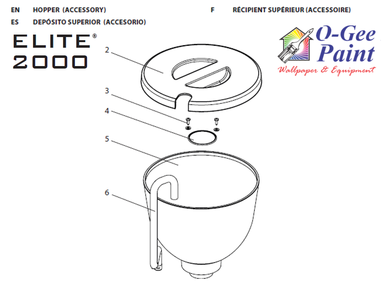 Titan Elite 2000 hopper parts assembly
