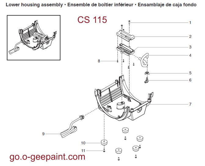 Titan CS 115 capspray hvlp lower housing parts 