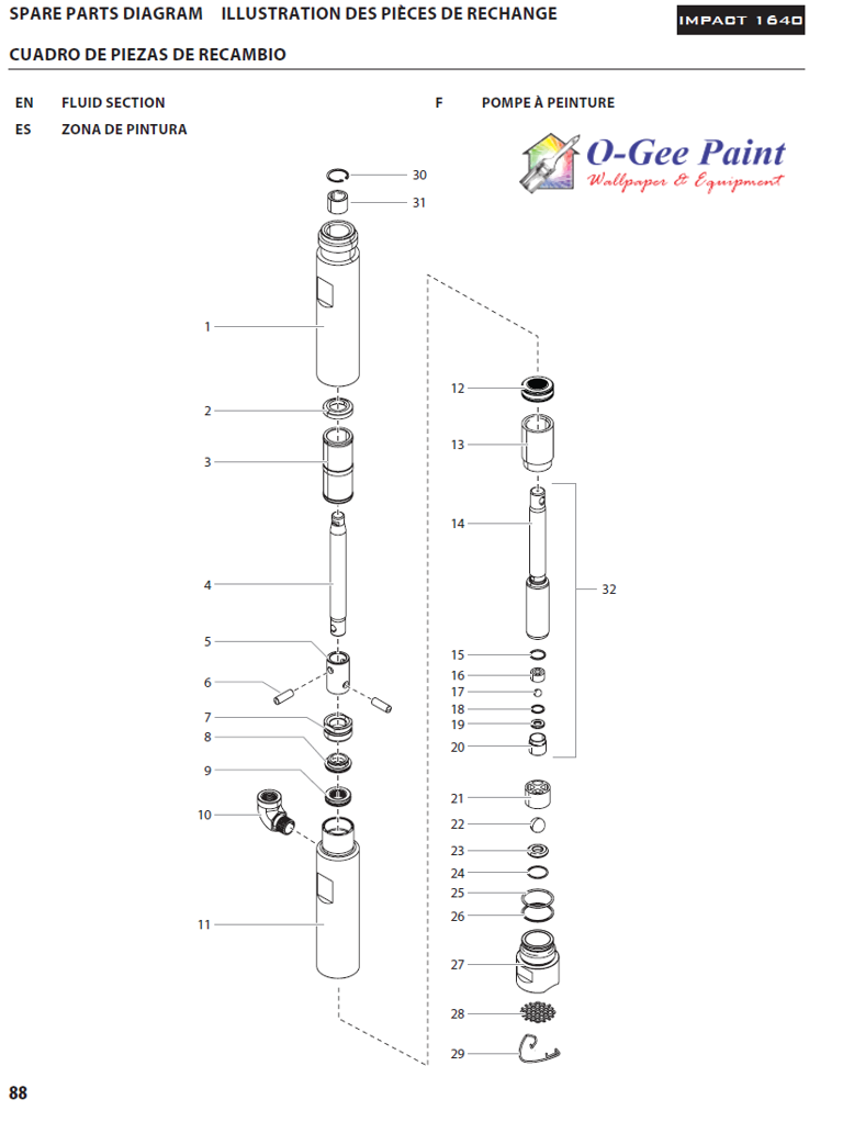 Impact 1640 airless sprayer parts