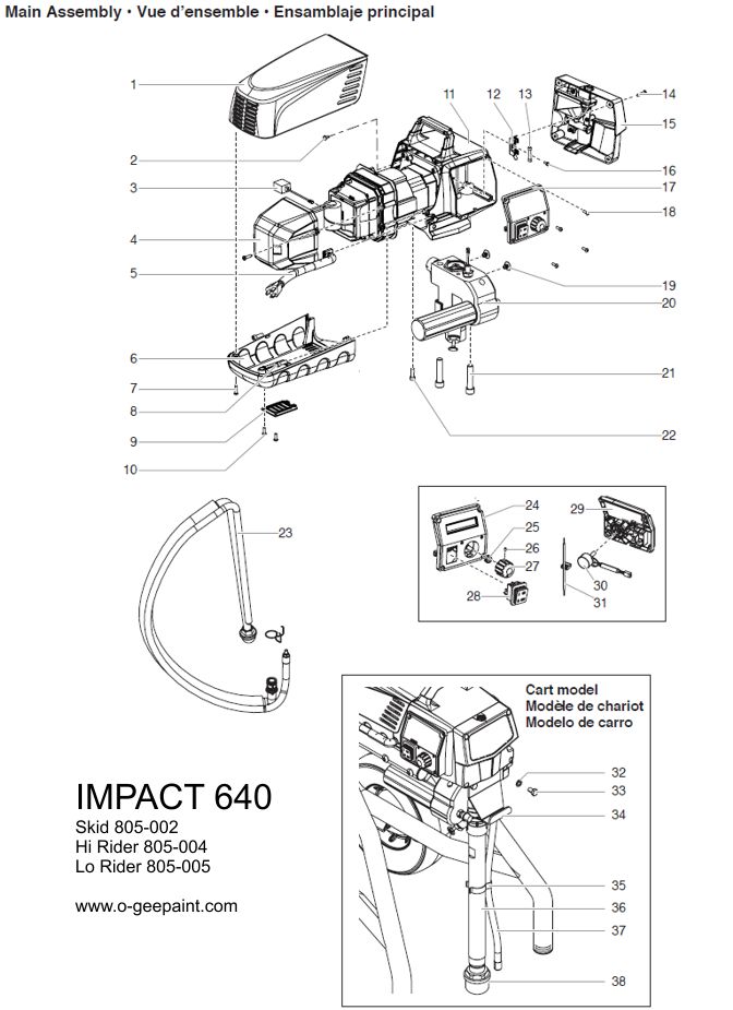 Impact 640 main assembly parts