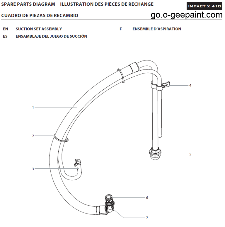 Impact X 410 suction set parts