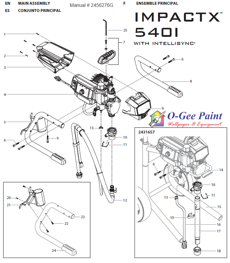 Titan Impact X 540 main assembly parts