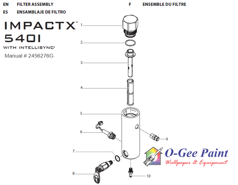 Titan Impact X 540 fluid filter assembly parts