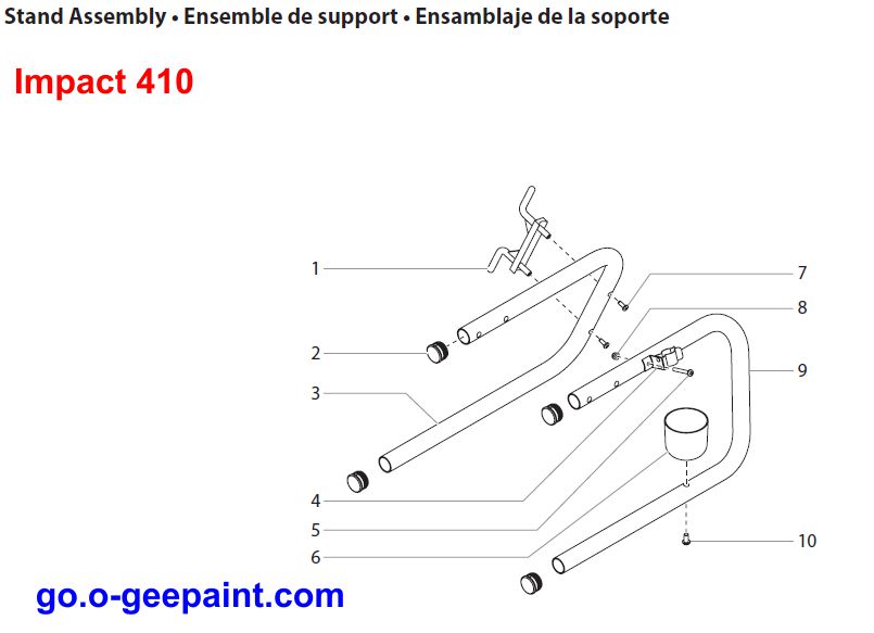 410 impact skid frame assembly exploded view