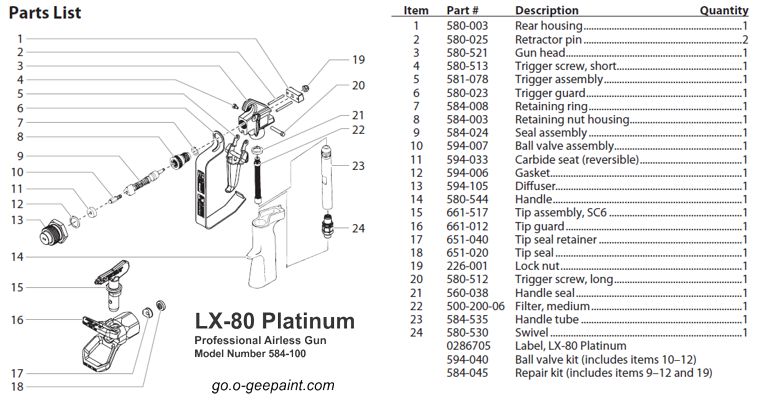 lx80 platinum gun parts