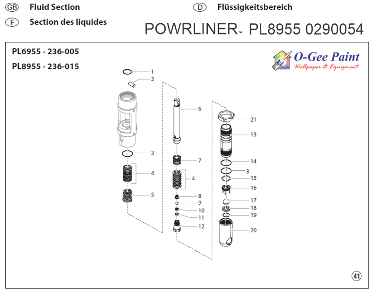 powrLiner 8955 parts Fluid Section