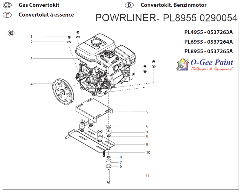 powrLiner 8955 parts gas convertokit