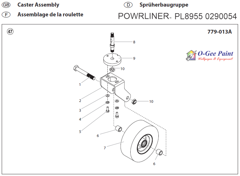 powrLiner 8955 parts Caster Assembly