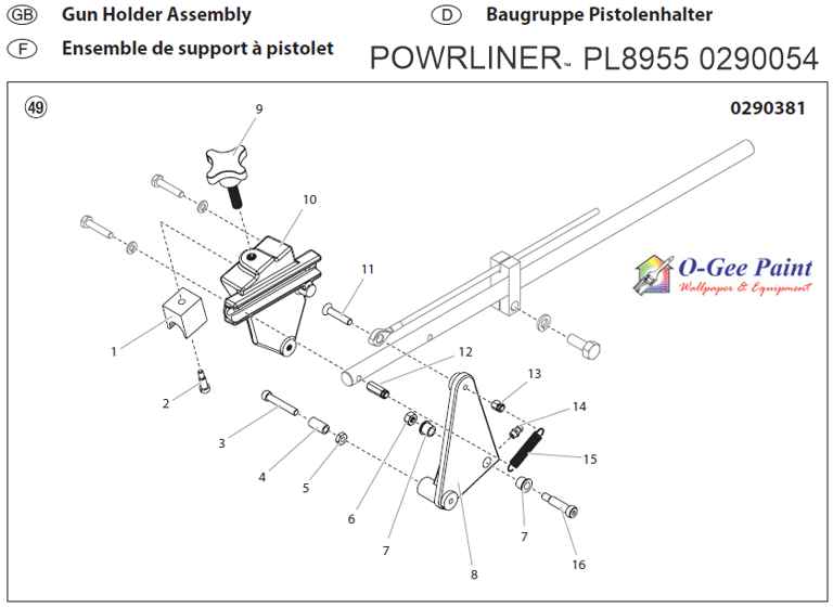 powrLiner 8955 parts gun holder assembly