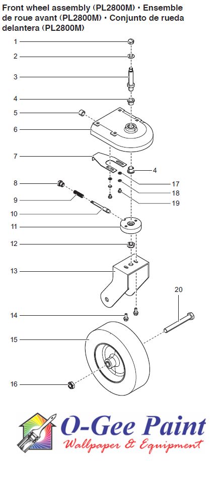 powerliner 2800 front caster and wheel parts and pieces