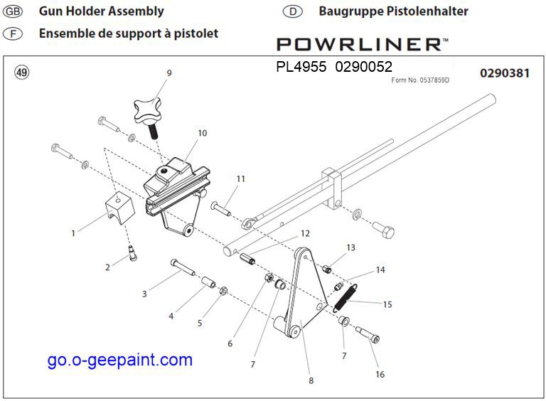 Titan powrliner 4955 gun holder assembly