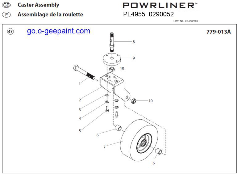 Titan powrliner 4955 caster assembly