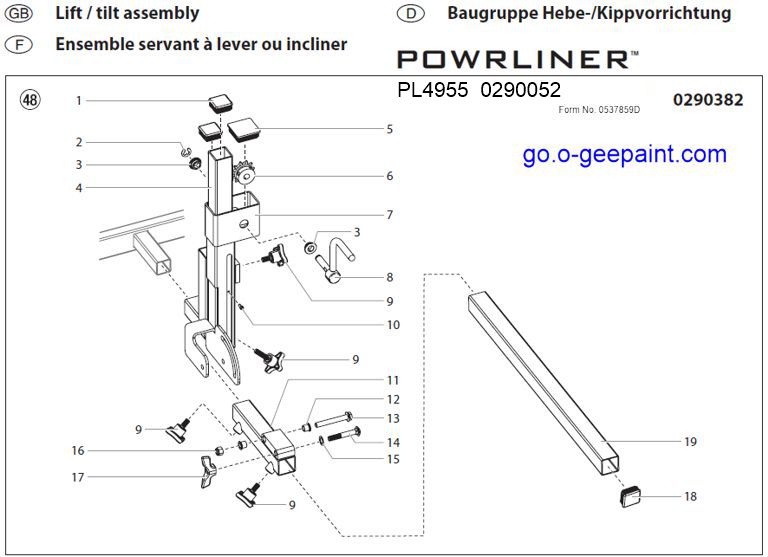 Titan powrliner 4955 lift tilt assembly