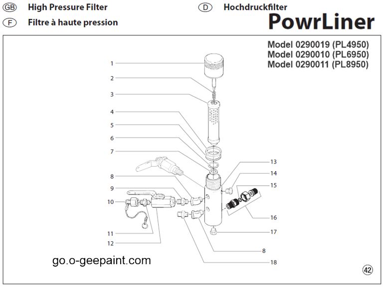 Titan powrliner 6950 high pressure filter assembly