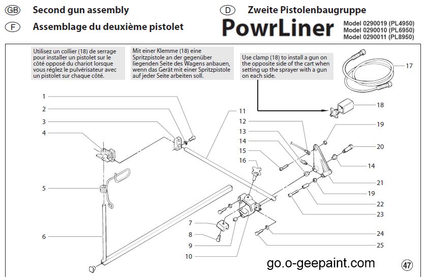 Titan powrliner 6950 second gun holder assembly