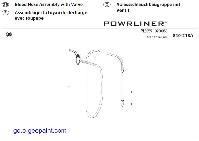 Titan powrliner bleed hose main assembly