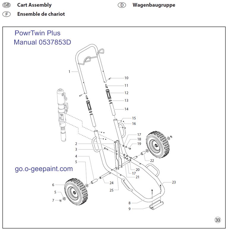 Powrtwin plus cart assembly exploded view