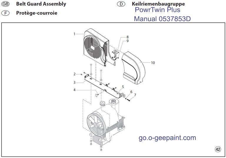 Powrtwin plus belt Guard Assy exploded view
