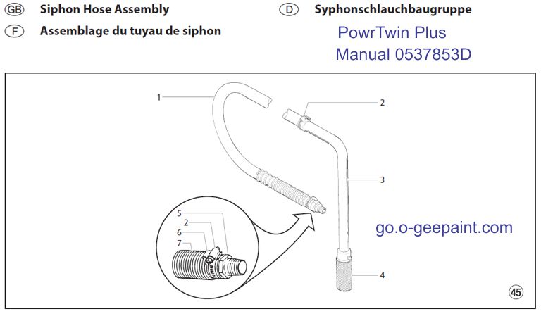 Powrtwin plus siphon hose assembly exploded view