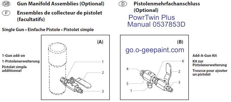 Powrtwin plus gun Manifold Assy assembly exploded view